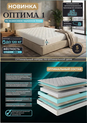 Матрас Оптима 1 160 х 200 (одеяло в подарок)